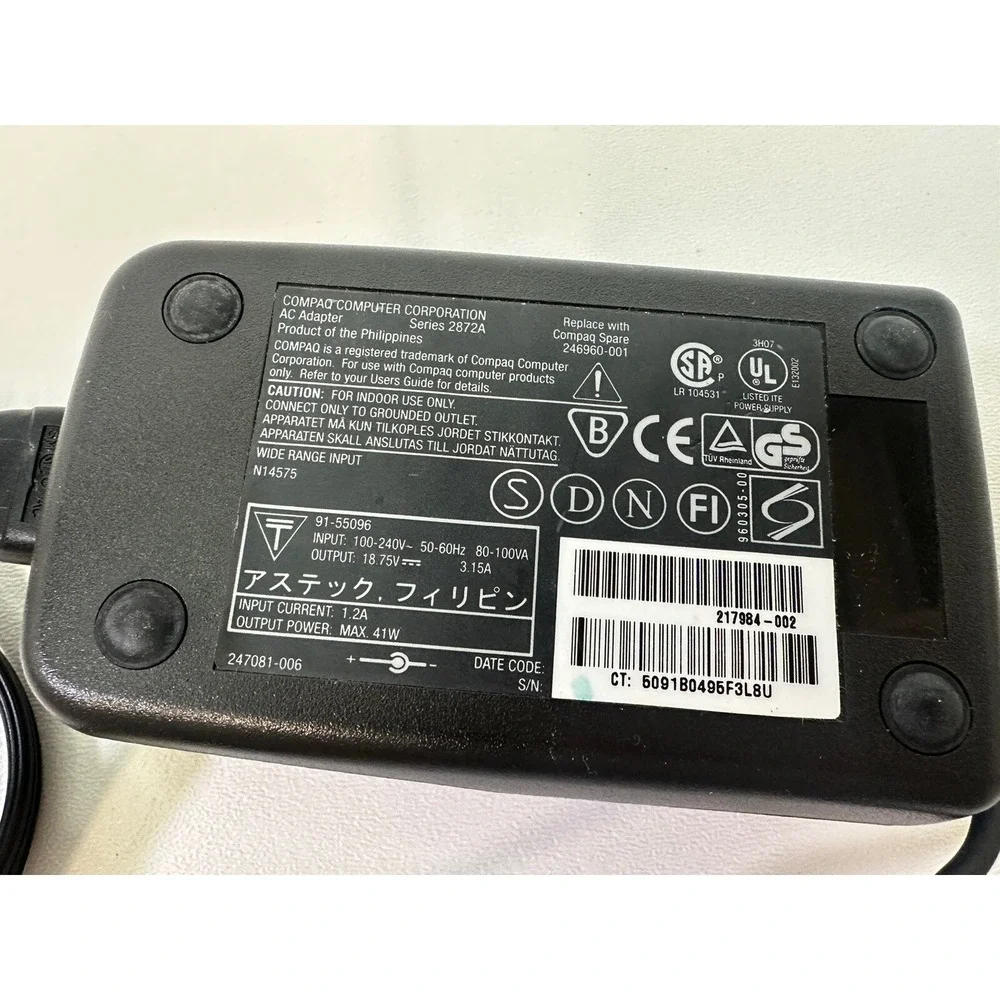 COMPAQ COMPUTER CORPORATION SERIES 2862A AC ADAPTER 217984-002